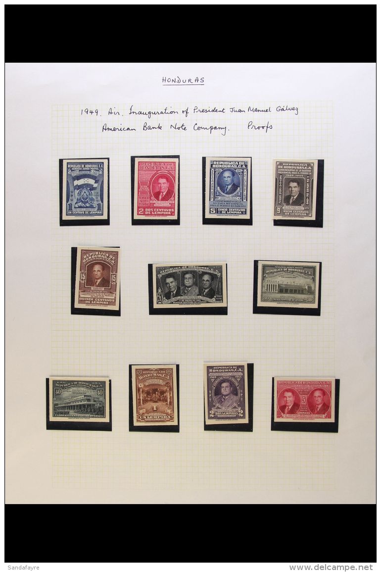 1949 - 1958 PLATE PROOFS SELECTION Attractive Range Of Imperf Plate Proofs Including 1949 Galvez Set In Issued... - Honduras
