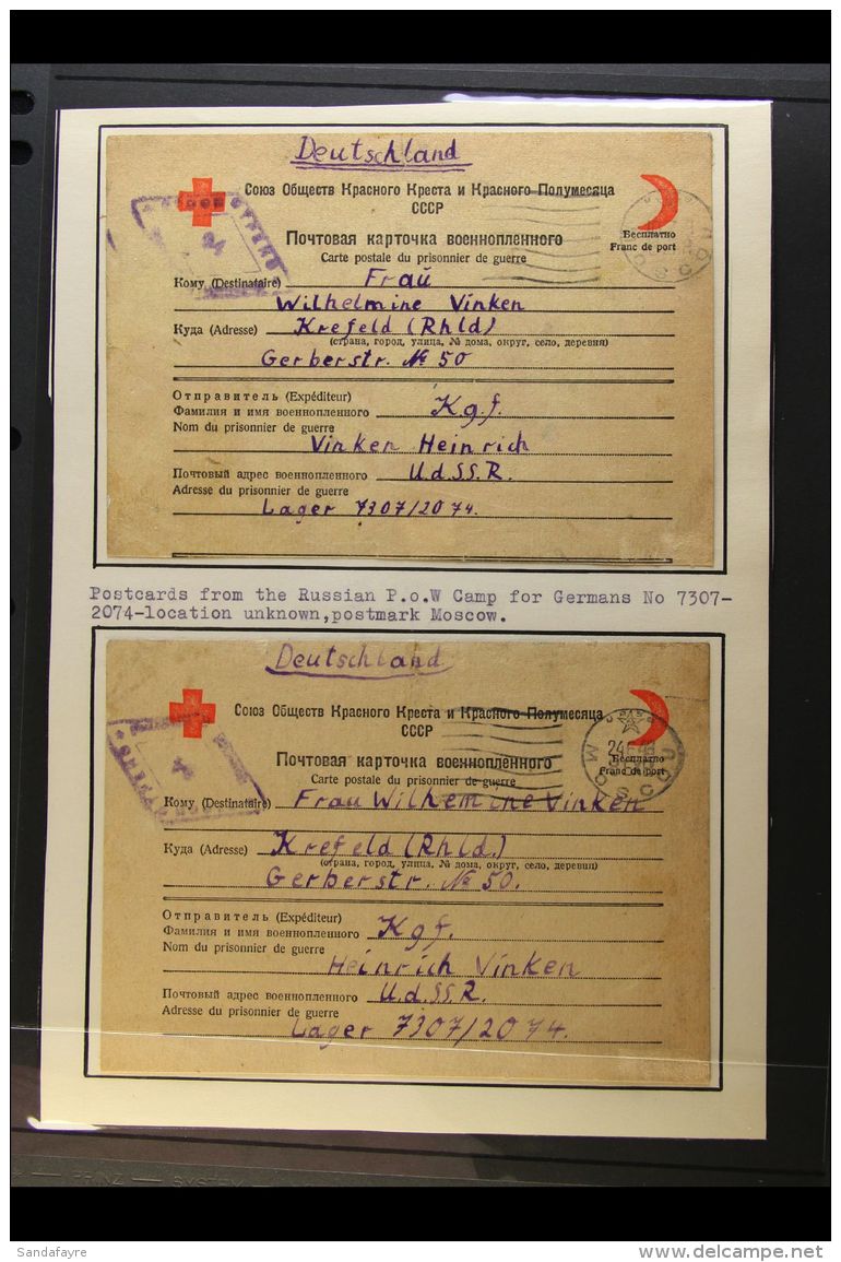 WORLD WAR II - POW'S IN RUSSIAN CAMPS A Collection Of VINKEN FAMILY Censored Printed P.O.W. Cards (including Red... - Andere & Zonder Classificatie