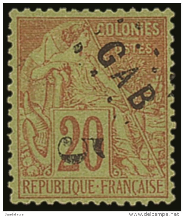 GABON 1886 "5" On 20c Red/green, Yvert 1 (SG 1), Very Fine Mint, Nicely Centred. Expertized Calves. For More... - Andere & Zonder Classificatie