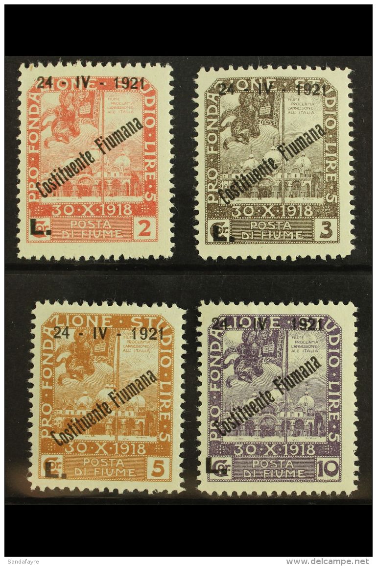 1921 2L On 2cor To 10L On 10cor "Constituente Fiumana" Overprints Top Values (SG 186/89, Sassone 172/75), Very... - Fiume
