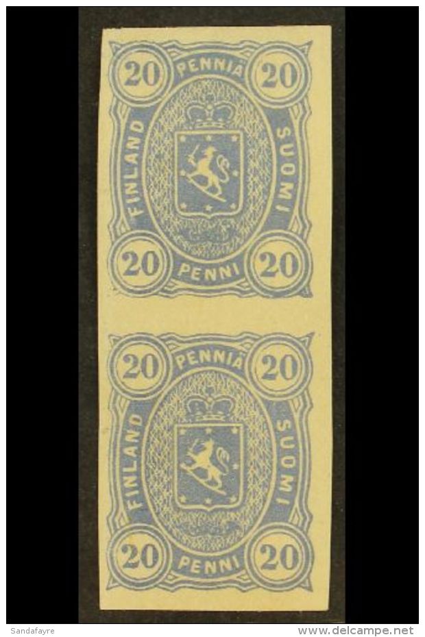 1875-81 20p Pale Ultramarine, Arms,  (as Mi 16, SG 75) An IMPERF Vertical Pair, Very Fine Mint With Original Gum... - Andere & Zonder Classificatie