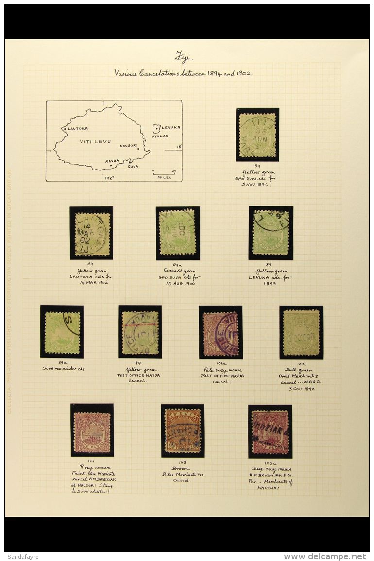 POSTMARKS 1894-1902 Group Of Identified Postmarks On Fine 1d, 2d, And 2&frac12;d Definitives, Note Lautoka, Navua... - Fiji (...-1970)
