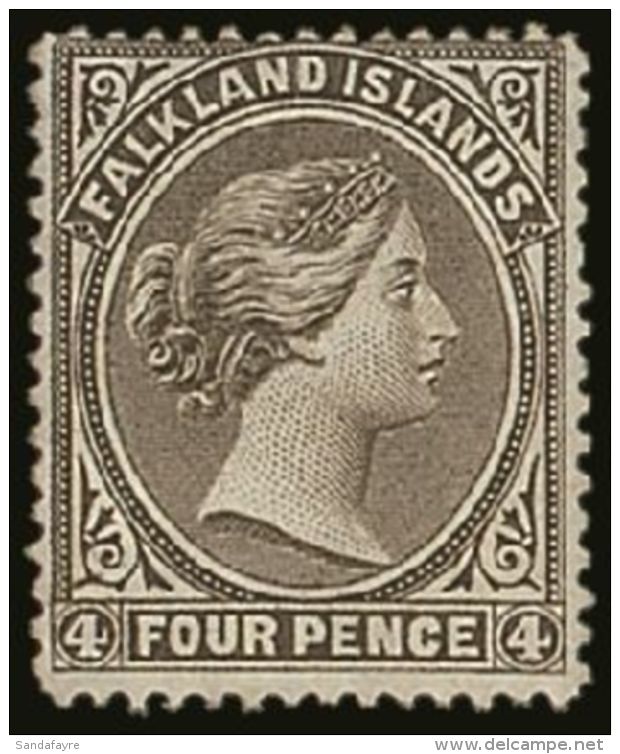 1885 4d Grey-black, Variety "wmk Crown To Right Of CA", SG 10w, Fine Mint Regummed. For More Images, Please Visit... - Falkland Islands