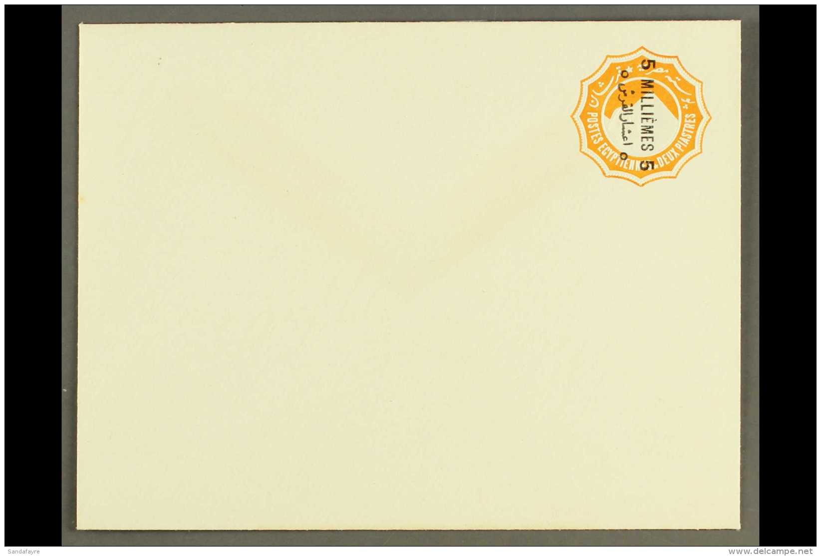 POSTAL STATIONERY 1892 5m On 2pi Orange Envelope With 24-24.5mm VERTICAL SURCHARGE Reading Downwards (rotated... - Andere & Zonder Classificatie