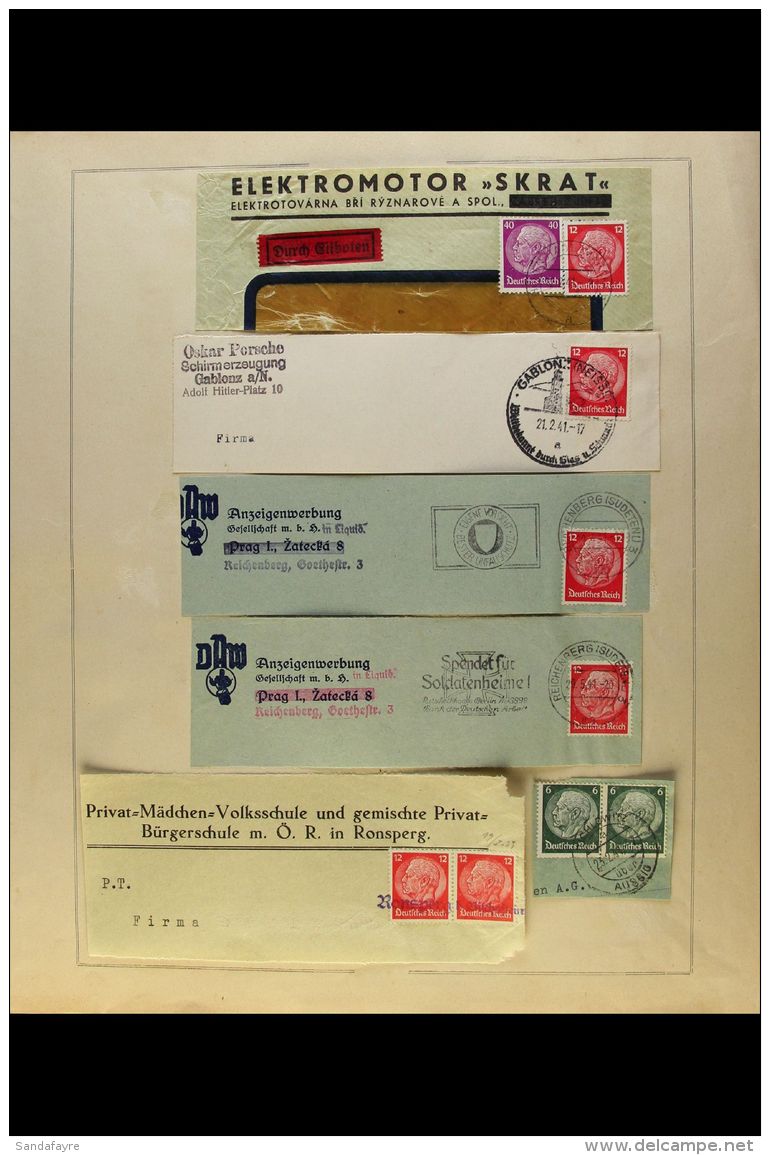 GERMAN OCCUPATION 1938-1941 Collection Of German HINDENBURG Definitive Stamps On Piece (a Few On Cover), Tied By... - Andere & Zonder Classificatie