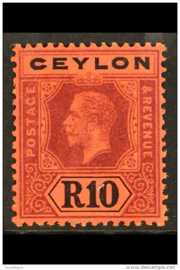 1912-25 10r Purple &amp; Black/red, Die I, SG 318, Very Fine Mint For More Images, Please Visit... - Ceylon (...-1947)