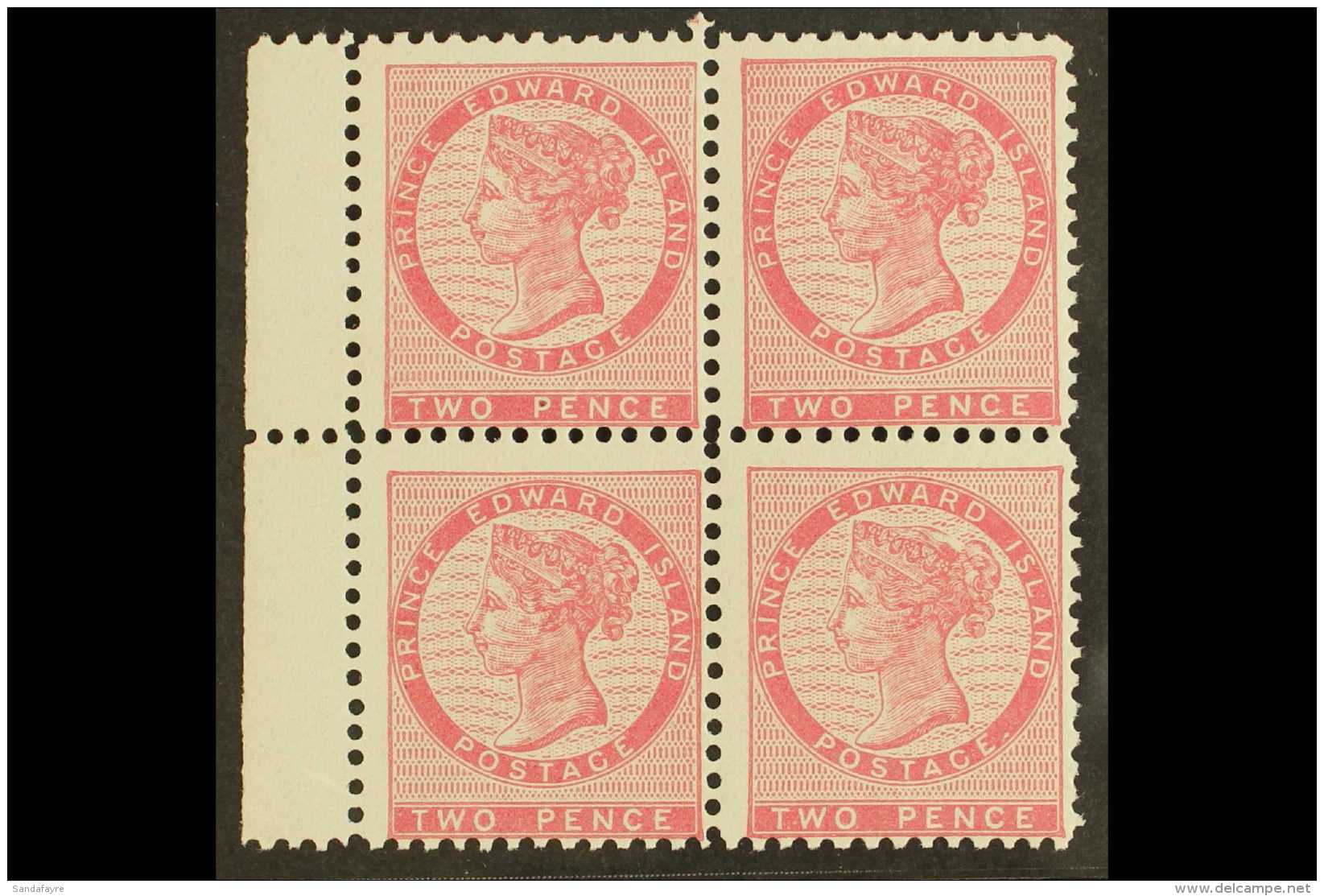 1870 2d Rose (die I) Perf 11&frac12;-12 On Bluish White, SG 27, Mint BLOCK OF FOUR With Sheet Margin At Left, Two... - Altri & Non Classificati