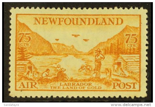 1933 75c Yellow-brown Air WATERMARK TOP OF SHIELD TO LEFT Variety, SG 234w, Very Fine Mint, Very Fresh. For More... - Altri & Non Classificati