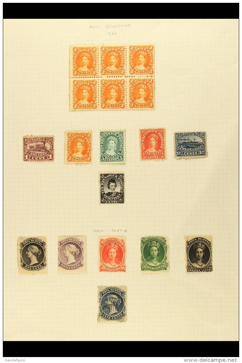 NEW BRUNSWICK AND NOVA SCOTIA Album Page With Unused Ranges Incl. N.B. 2c Block Of Six Etc. (18 Stamps) For More... - Andere & Zonder Classificatie