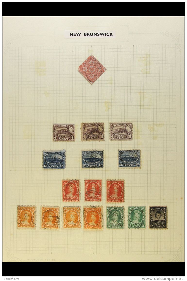 1851-1860 USED COLLECTION On A Page, Inc 1851-60 3d (cut Into, Thin) Used With "13" Numeral Cancel Of Fredericton,... - Andere & Zonder Classificatie