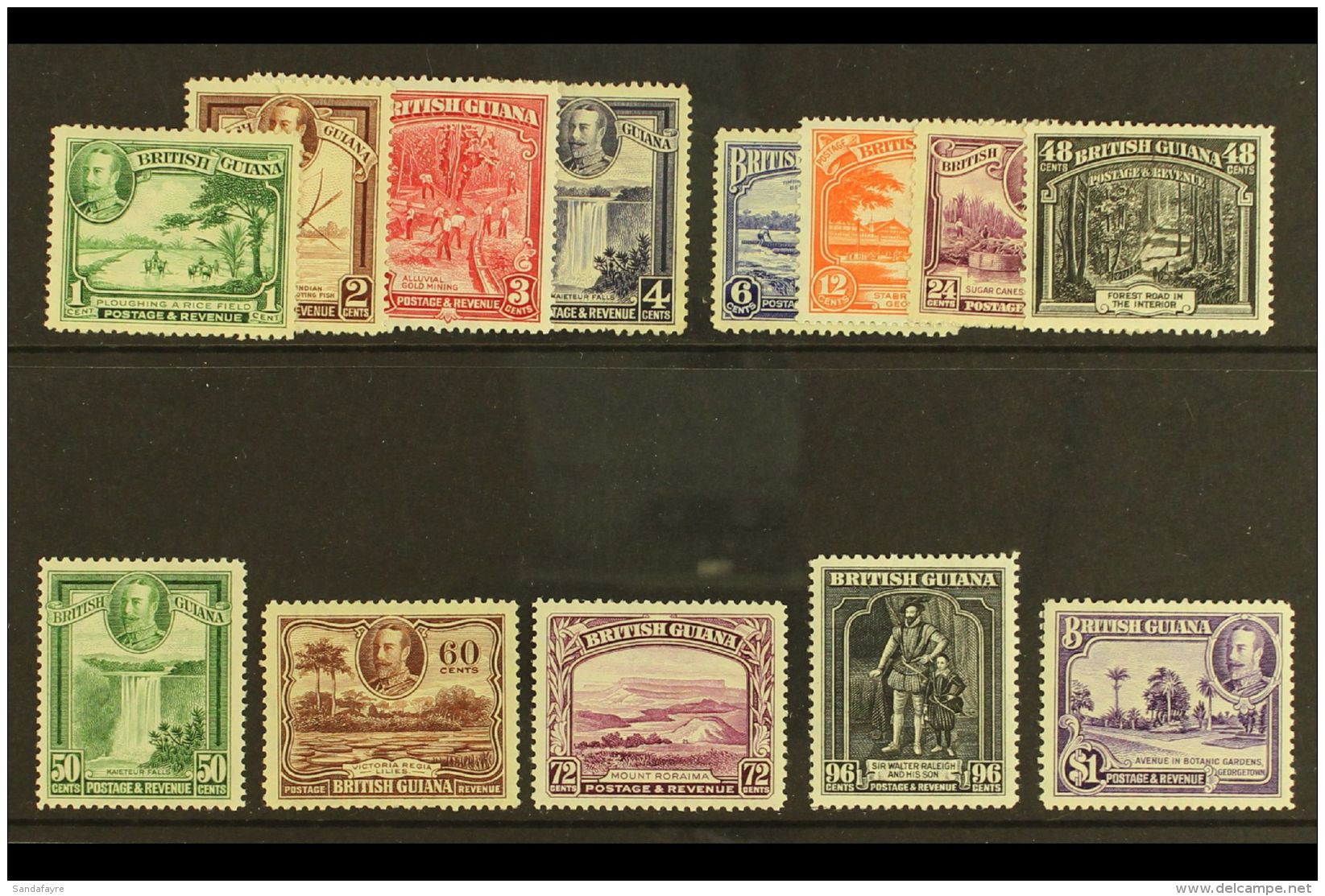 1934-51 Complete Definitive Set, SG 288/300, Fine Mint. (13 Stamps) For More Images, Please Visit... - British Guiana (...-1966)