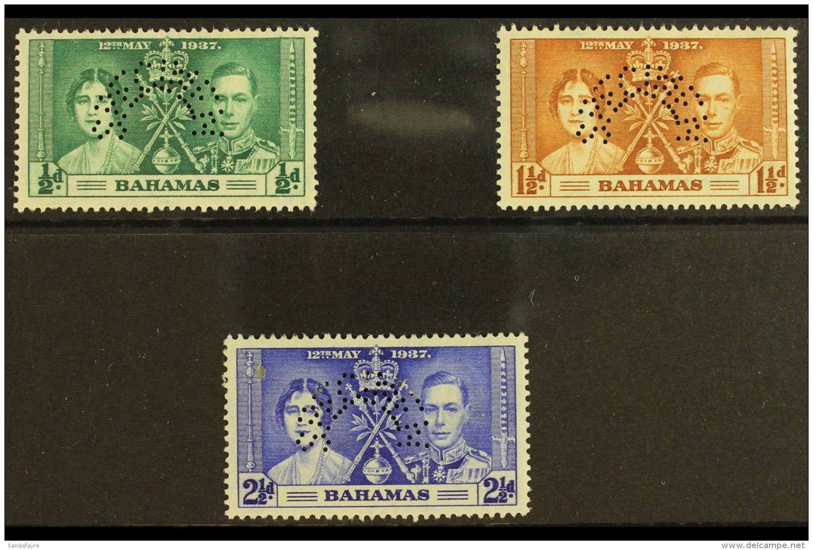 1937 Coronation Set Complete, Perforated "Specimen", SG 146s/8s, Very Fine Mint. (3 Stamps) For More Images,... - Andere & Zonder Classificatie