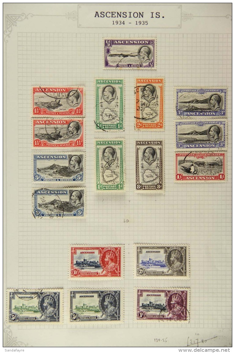 1922-35 KGV COLLECTION Of Mint &amp; Used Issues, Presented On Old Album Pages. Includes 1922 Overprinted... - Ascension