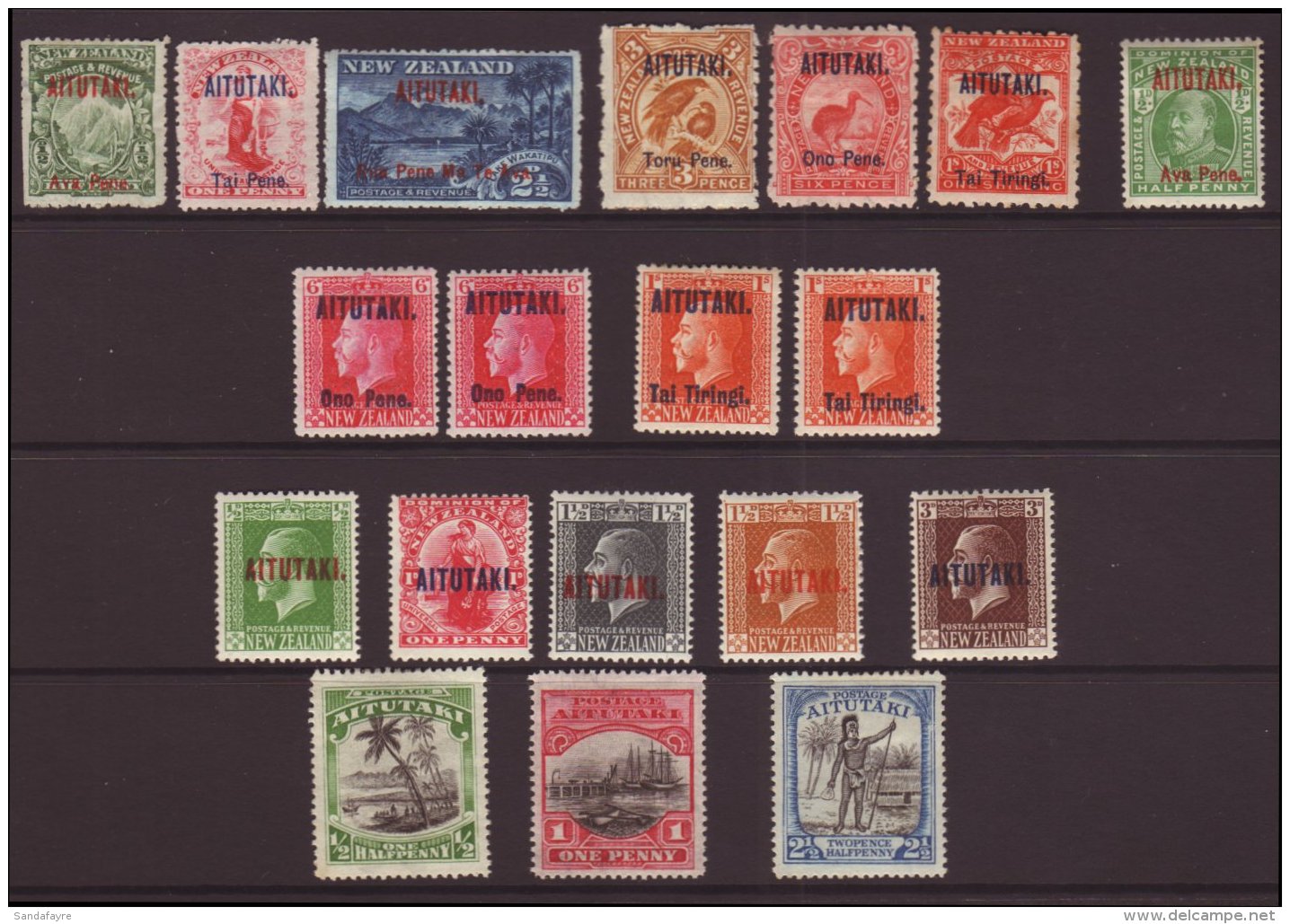 1903-1927 A Fine Mint Range Including, First Issue Set Of 3 Perf 14, Perf 11 3d To 1s,  1911 &frac12;d Green,... - Aitutaki