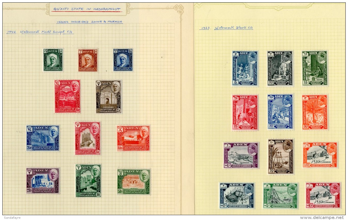 HADHRAMAUT 1942-63 Very Fine Mint Collection Which Includes 1942-46 Complete Set, 1948 Royal Silver Wedding Set In... - Aden (1854-1963)