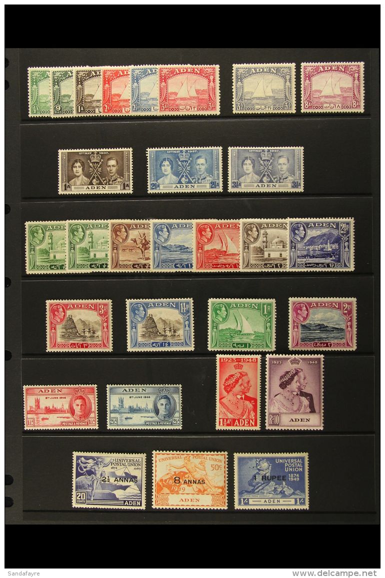 1937-49 MINT COLLECTION Presented On A Stock Page, Includes 1937 Dhow Set To 8a, 1937 Coronation Set,  1939-48 Set... - Aden (1854-1963)
