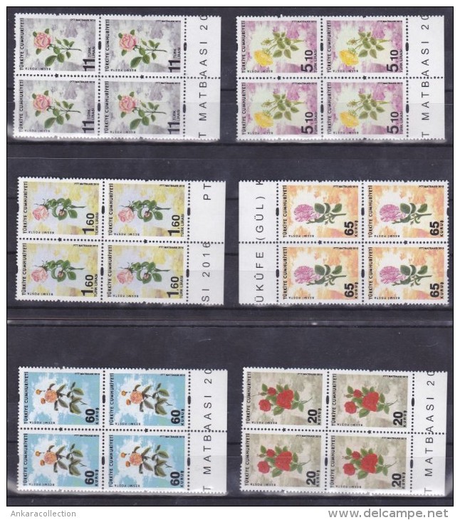 AC - TURKEY STAMP  - SUKUFE ROSE ON OFFICIAL POSTAL STAMPS MNH BLOCK OF FOUR 25 JULY 2016 - Unused Stamps