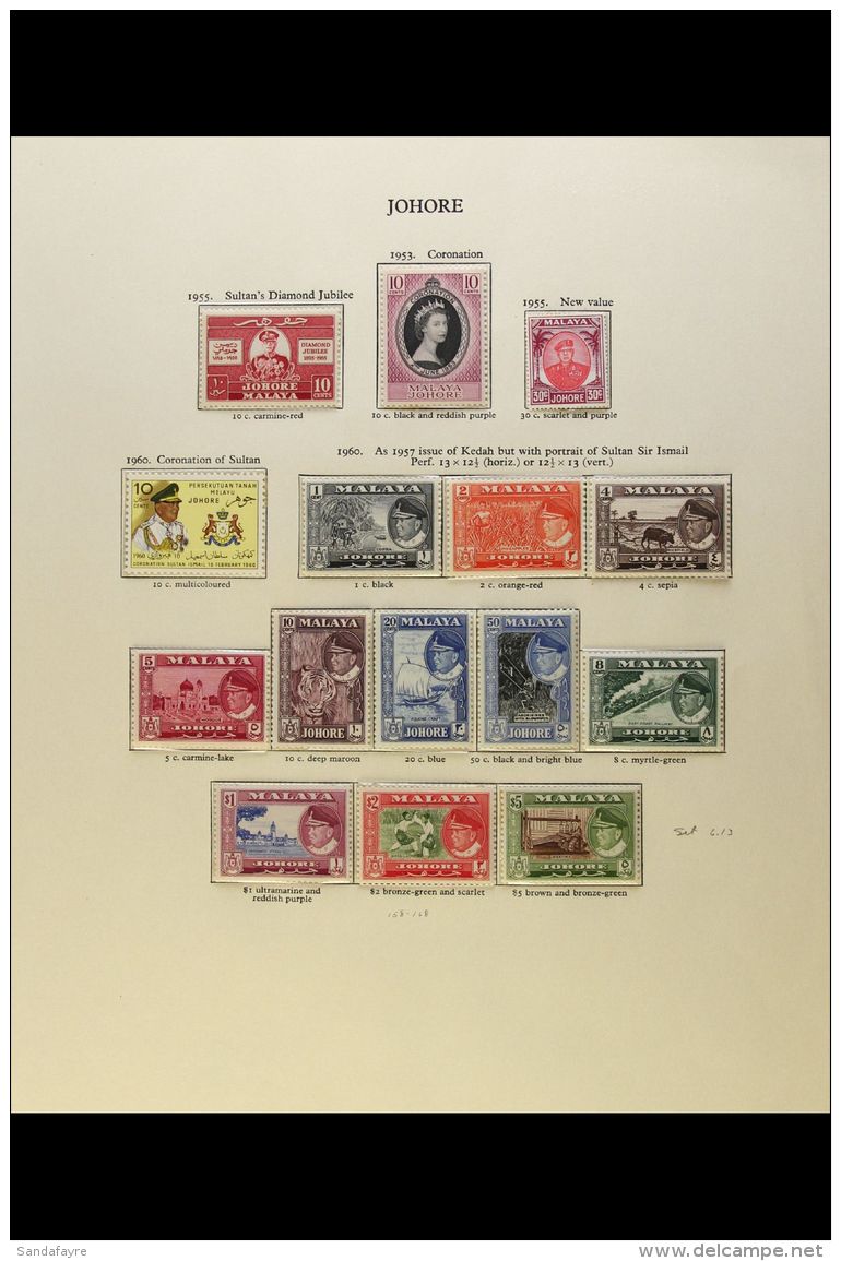 MALAYA &amp; STATES 1953/60 FINE NEVER HINGED MINT QEII COLLECTION On "New Age" Printed Album Pages, Includes... - Andere & Zonder Classificatie