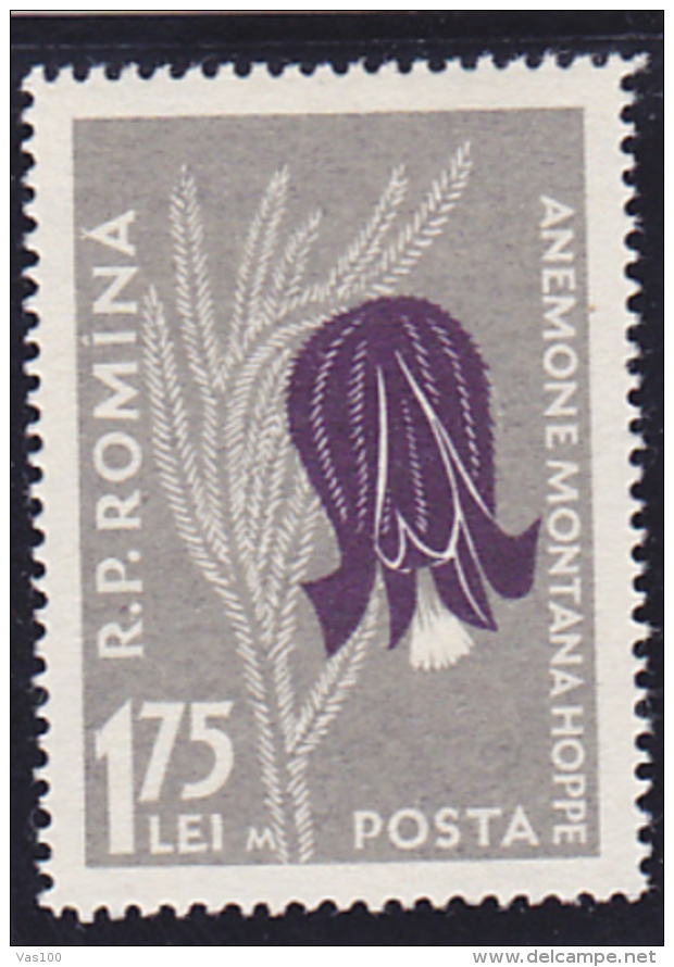 #122  FLOWERS STAMP WITH ERROR "M" LETTER , 1957, MNH **, ROMANIA. - Variétés Et Curiosités