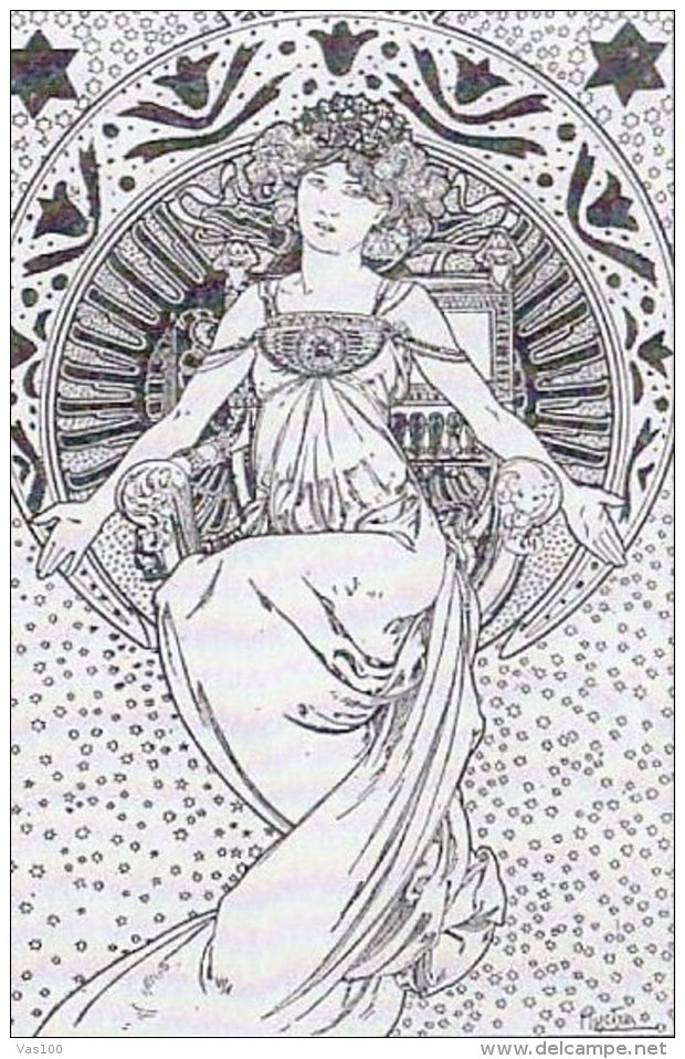 CPA ILLUSTRATION, ALPHONSE MUCHA- GODDESS, WOMAN, VINTAGE REPRINT - Mucha, Alphonse