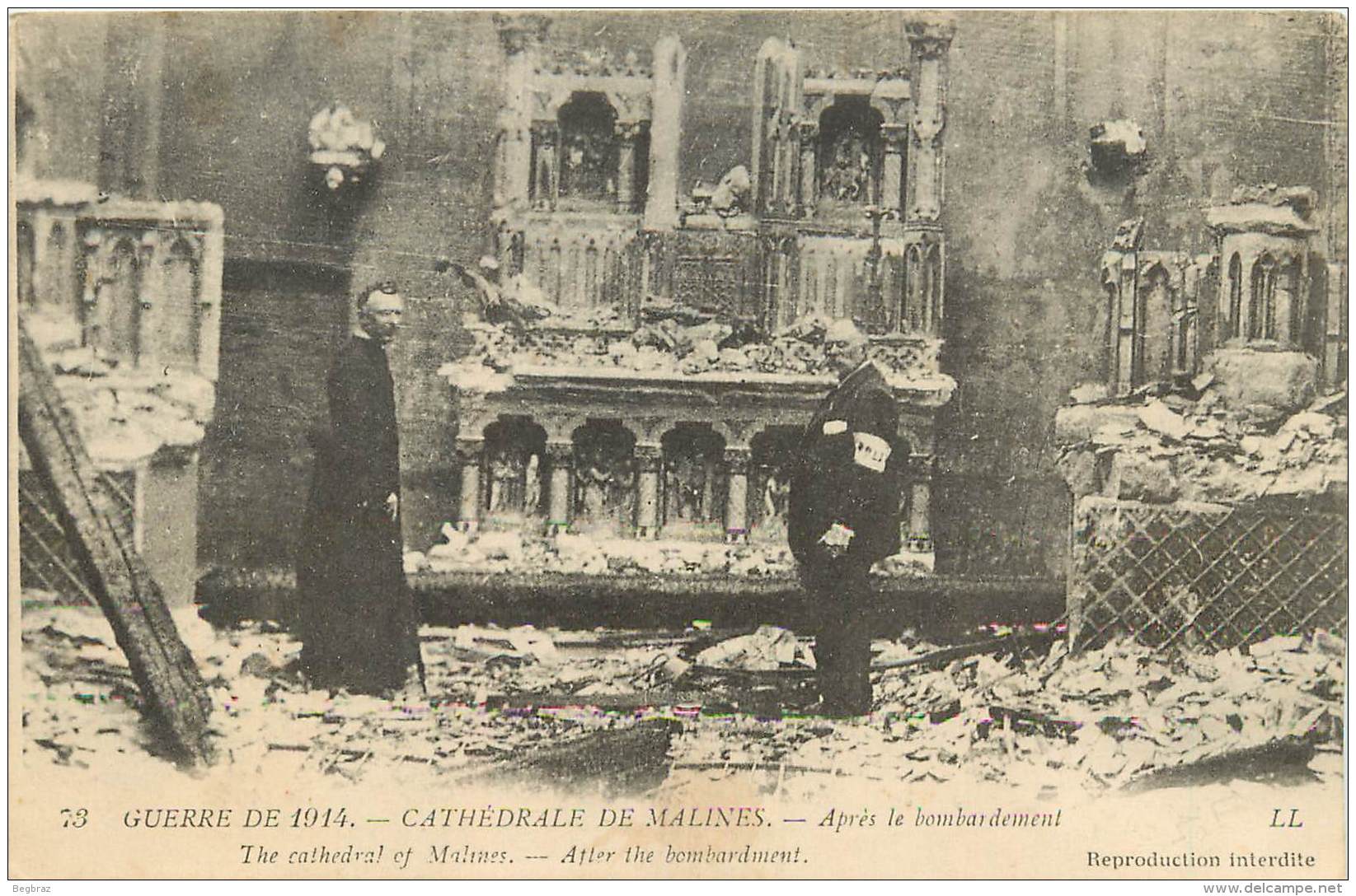 MALINES    CATHEDRALE  BOMBARDEE   GUERRE - Malines