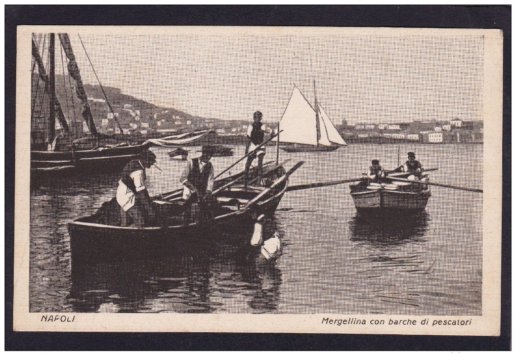 Old Post Card Of Mergellina Con Barche Di Pescatori,Napoli,Naples, Campania, Italy.,J43. - Napoli (Naples)