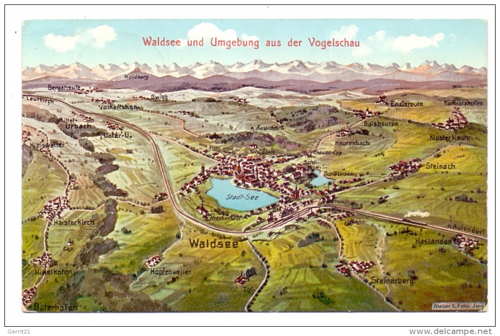 7967 BAD WALDSEE, Waldsee Und Umgebung, Künstler-AK Felle, 1916 - Bad Waldsee