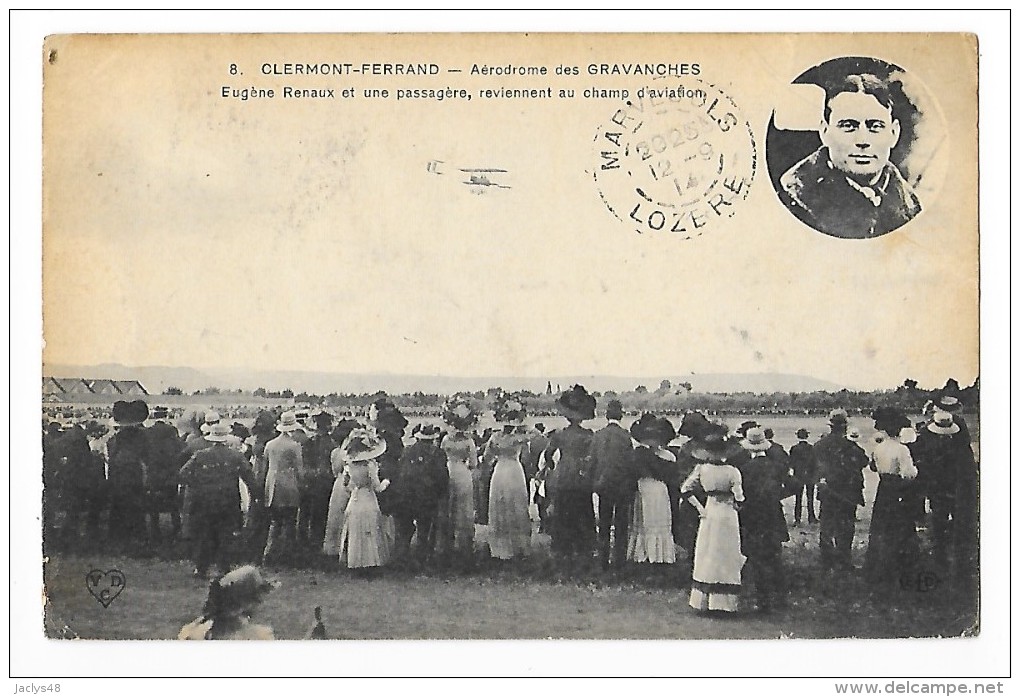 CLERMONT-FERRAND (cpa 63)   Aérodrome Des Gravanches - RENAUX Et Une Passagère   -  L 1 - Clermont Ferrand