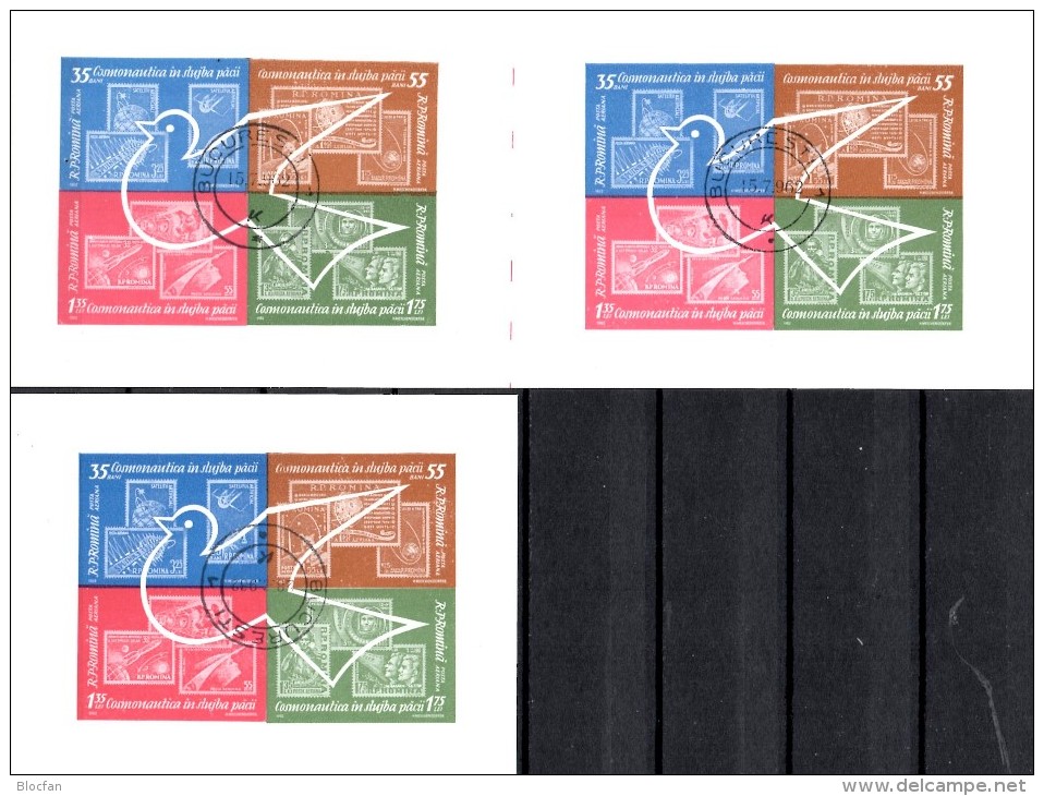 Stamp On Stamp 1962 Rumänien Block 53+8-KB O 22€ Raumfahrt Forschung Marke Auf Marke Bloc M/s Space Sheetlet Bf ROMANIA - Collections