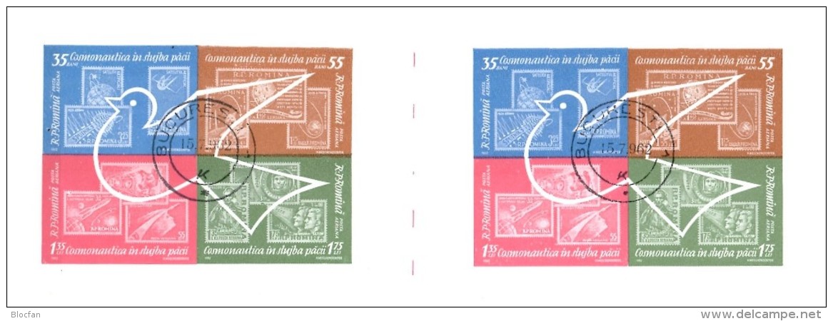 Stamp On Stamp 1962 Rumänien Block 53+8-KB O 22€ Raumfahrt Forschung Marke Auf Marke Bloc M/s Space Sheetlet Bf ROMANIA - Collections