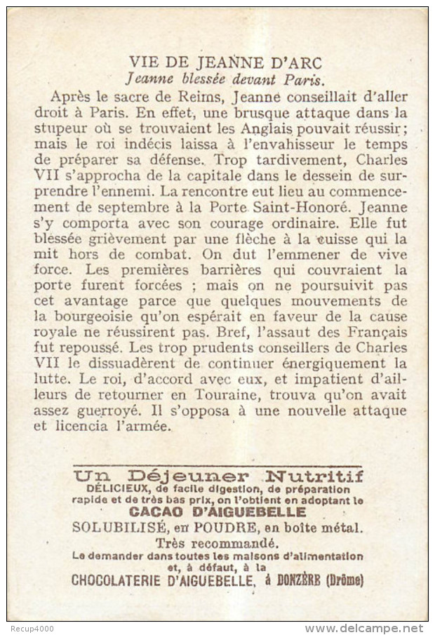 CHROMO  chocolat AIGUEBELLE vie de jeanne d'arc  9 chromos plus 4 doubles   26 scans