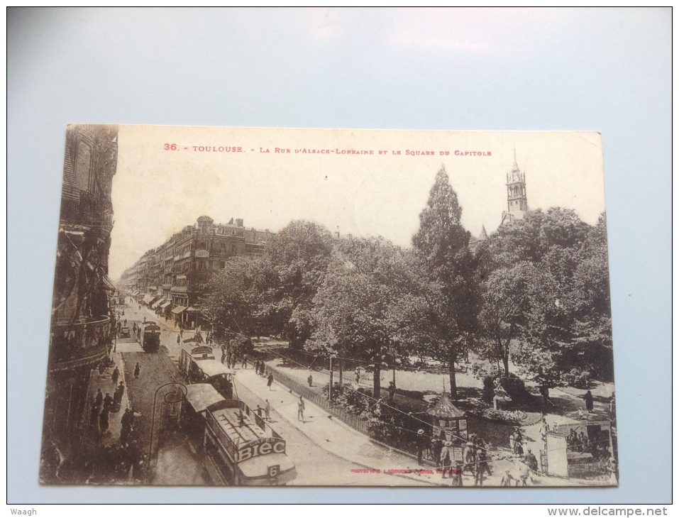 36 - TOULOUSE La Rue D'Alsace Lorraine Et Le Square Du Capitol - 1928 Timbrée - Toulouse