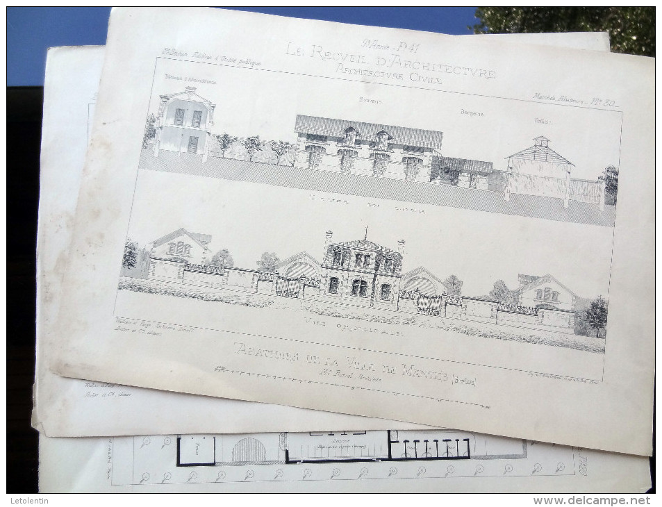 LE RECUEIL D´ARCHITECTURE 1878 - # 27 - ABATTOIRS DE LA VILLE DE MANTES (SEINE-&-OISE) Mr BORREL Architecte - Architecture