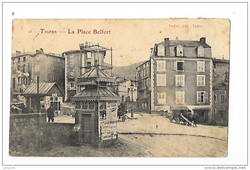 THIERS  (cpa 63)  La Place Belfort    Kiosque -   ## TRES RARE  ##   - L 1 - Thiers