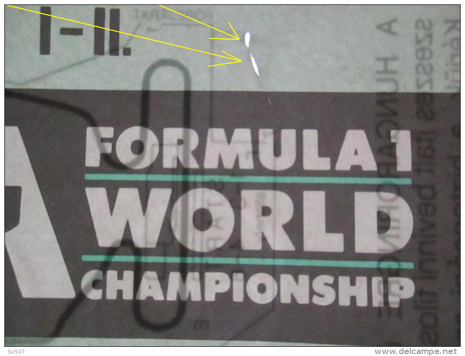 Ticket Formula 1. World Championship -Hungary-Budapest 1990. - Tickets D'entrée