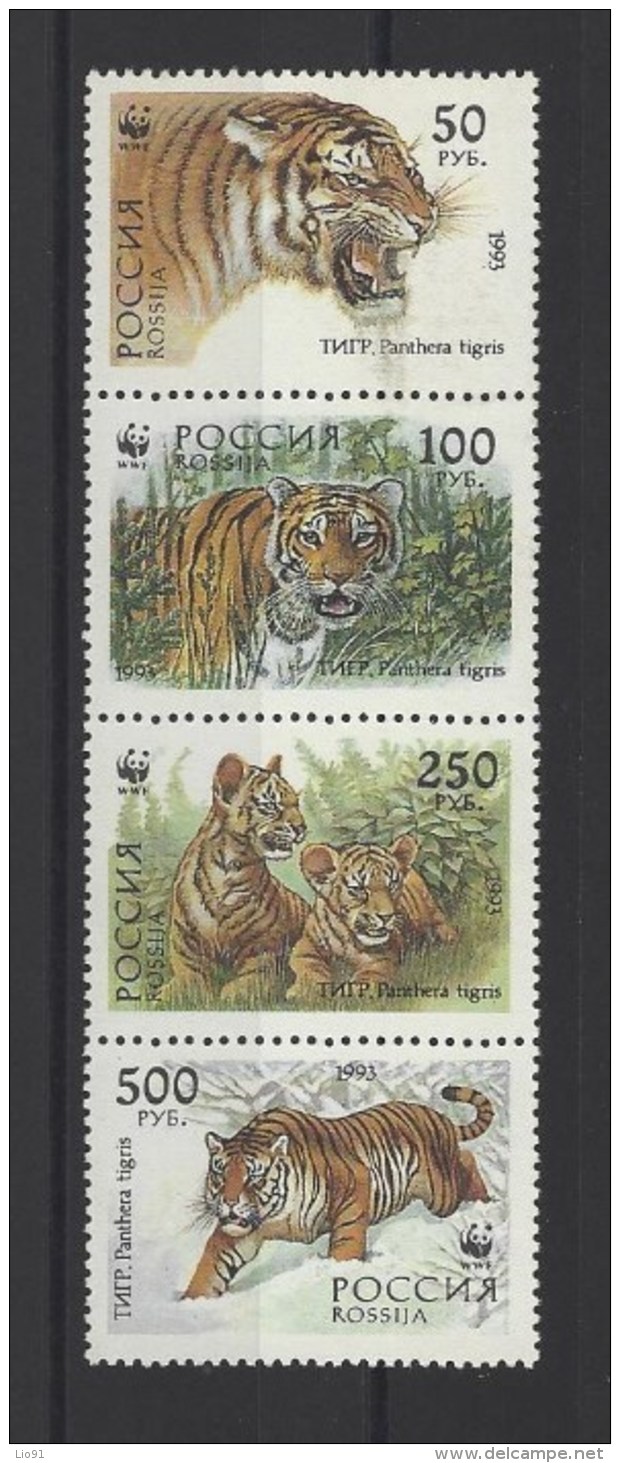 RUSSIE  Y/T 6029/6032  Neuf **  Protection De La Nature. Le Tigre De L´Oussouri  1993 - Neufs