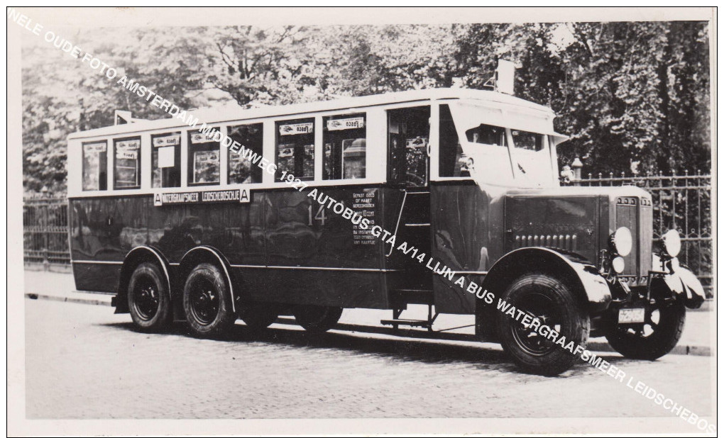 ORIGINELE OUDE FOTO AMSTERDAM MIDDENWEG 1927 AUTOBUS GTA A/14 LIJN A BUS WATERGRAAFSMEER LEIDSCHEBOSCHJE - Amsterdam