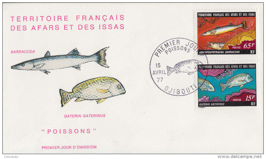 Enveloppe  FDC  1er  Jour  TERRITOIRE  FRANCAIS   Des   AFARS  Et  ISSAS     Poissons  1977 - Other & Unclassified