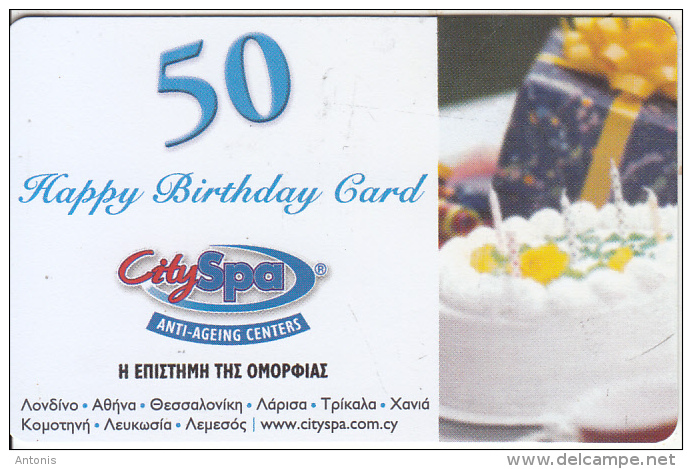 CYPRUS - City SPA Happy Birthday Card 50 Euro(matt Surface), Sample - Other & Unclassified