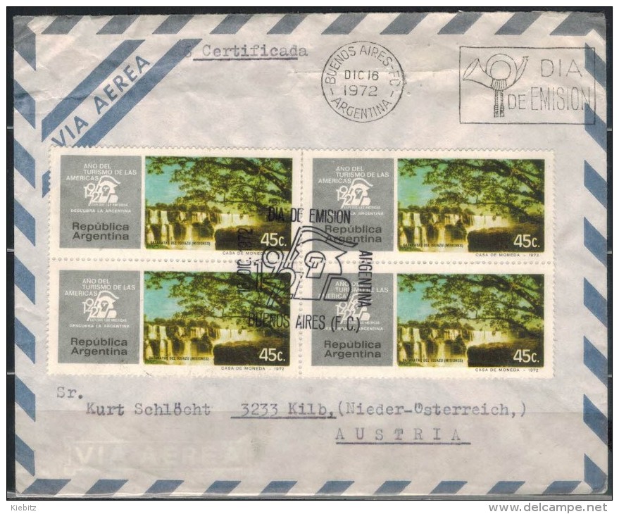 ARGENTINIEN 1972 - Luftpost Rekobrief Mit  ET SStmp. MiNr: 1135 4x - Briefe U. Dokumente