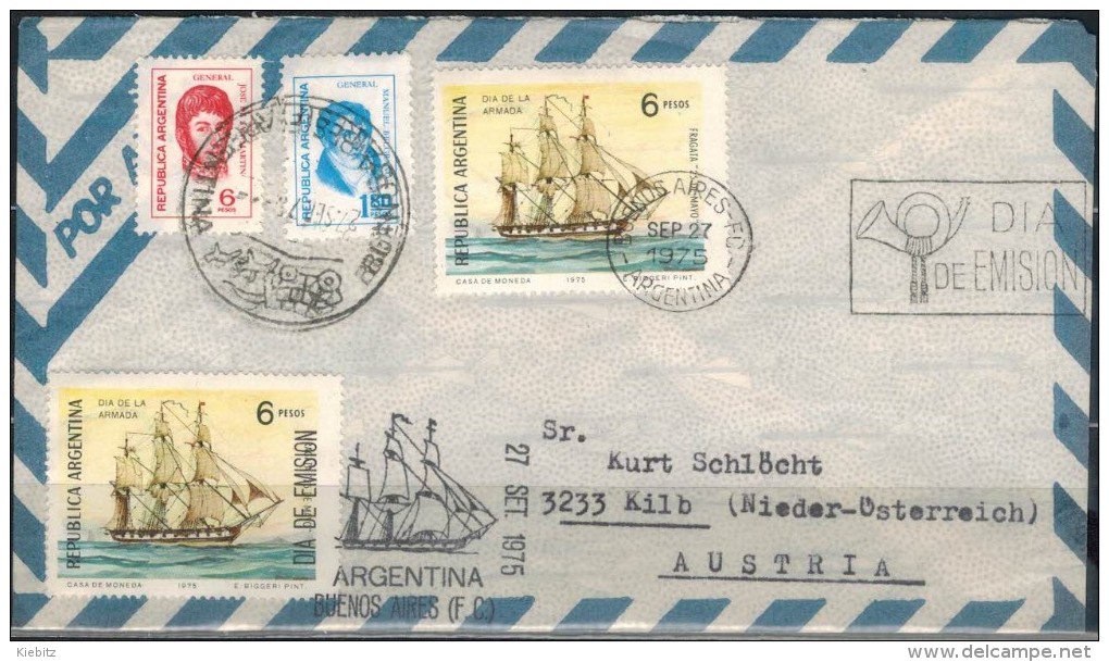 ARGENTINIEN 1975 - Luftpost Brief Mit  ET SStmp. MiNr: 1239 2x + 1225+1228 - Briefe U. Dokumente