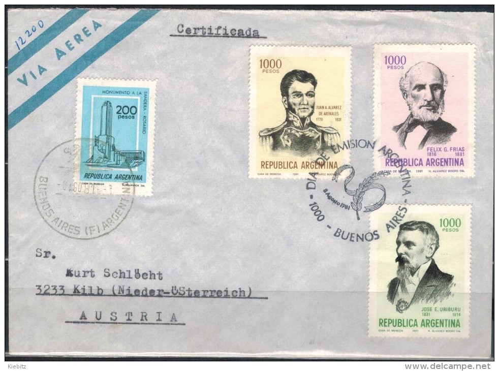 ARGENTINIEN 1981 - Luftpost Brief Mit  ET SStmp. MiNr: 1519-1521 + 1431 - Briefe U. Dokumente