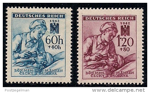 GERMANY, BOHMEN & MAREN, 1942, Hinged Unused Stamp(s) Red Cross,  MI 111-112,  #13441,  Complete - Occupation 1938-45