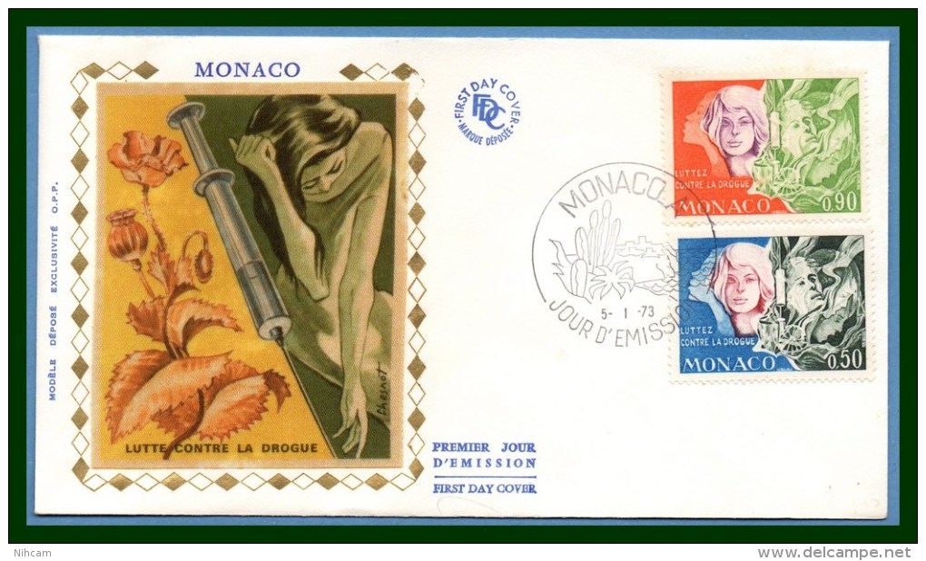 Monaco FDC N° 931 /2 Lutte Contre La Drogue 1973 - FDC