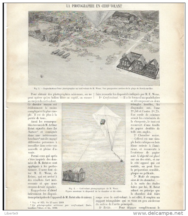 La Photographie Par Cerf Volant 1891 - 2scans En - Magazines - Before 1900