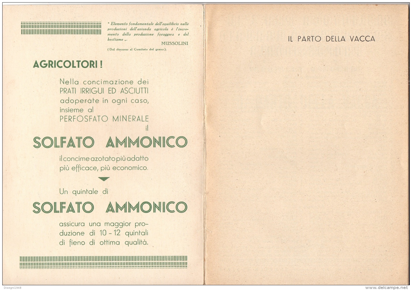 06099 "V. PERGOLA - IL PARTO DELLA VACCA - RAMO EDIT. DEGLI AGRICOLT. - ROMA - 1938 XVI" ORIGINALE - Altri & Non Classificati