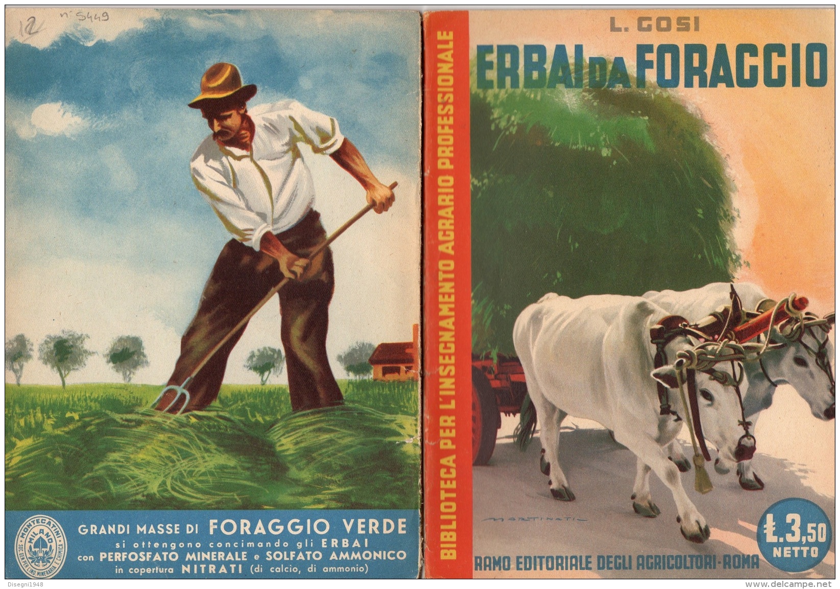 06102 " LUCIANO GOSI - ERBAI DA FORAGGIO - RAMO EDIT. DEGLI AGRICOLT. - ROMA - 1941 XIX" ORIGINALE - Altri & Non Classificati