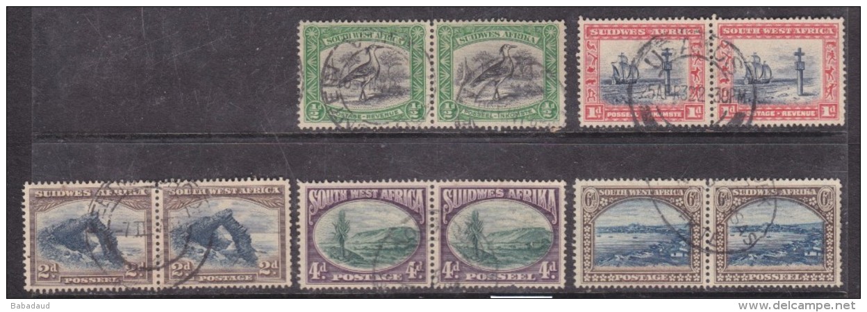 South West  Africa 1931, 1/2d, 1d, 4d, 6d, Pairs Used - Zuidwest-Afrika (1923-1990)