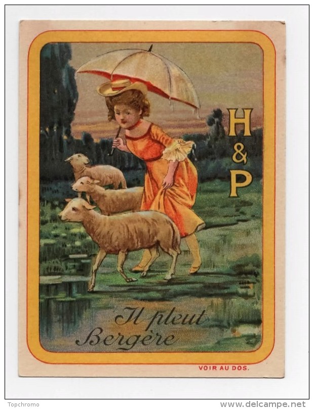 CHROMO Biscuits Huntley & Palmers H & P Rondes Enfantines Chanson Il Pleut Bergère Moutons - Autres & Non Classés