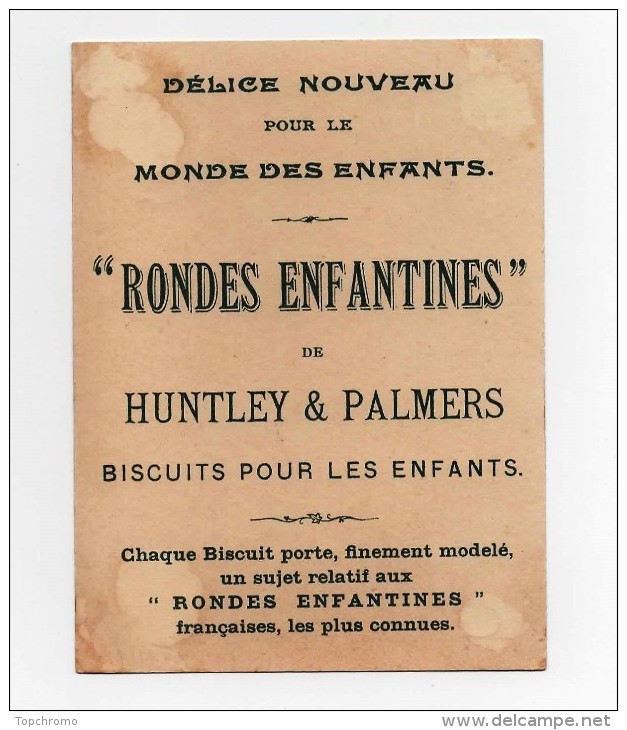 CHROMO Biscuits Huntley & Palmers H & P Rondes Enfantines Chanson Il Pleut Bergère Moutons - Autres & Non Classés